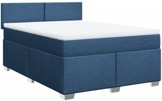 vidaXL Boxspringbett mit Matratze Blau 160x200 cm Stoff 3285938