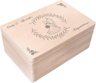 Creative Deco Holzkiste Geschenk zur Hochzeit, Erinnerungsbox Natur 30 x 20 x 14 cm