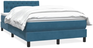 vidaXL Boxspringbett mit Matratze Dunkelblau 120x210 cm Samt 3316495