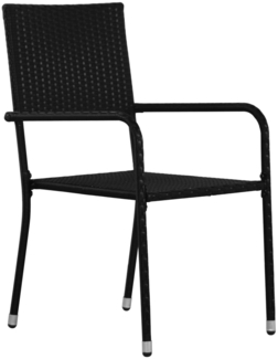 vidaXL Garten-Essstühle 2 Stk. Stapelbar Schwarz Polyrattan 318718