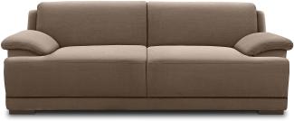 DOMO Collection Telos 3er Boxspringsofa, Sofa mit Boxspringfederung, Zeitlose Couch mit breiten Armlehnen, 218 x 96 x 80 cm, Polstergarnitur in braun