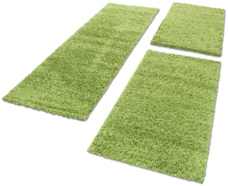 Carpettex Hochflor-Bettumrandung Unicolor - Einfarbig, Höhe 30 mm, (Bett-Set, 3-tlg, Bettvorlage), Schlafzimmer Teppich Bettumrandung Läufer Set 3 teilig