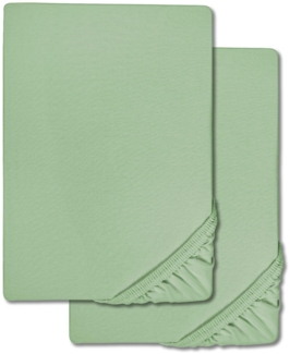 Spannbettlaken Microfaser Interlock-Jersey grün 140 x 190 - 160 x 200 cm Doppelpack