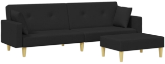 vidaXL Schlafsofa 2-Sitzer mit Fußhocker, Schwarz