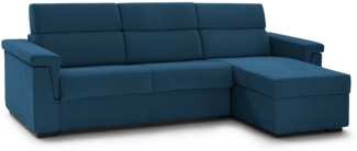 Dmora Schlafsofa mit Halbinsel Esca, Wandelbares Ecksofa für das Wohnzimmer, gepolstert, abnehmbar, 100 % Made in Italy-Qualität, 285x160 h100 cm, Blau
