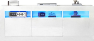 Celya TV-Schrank TV-Schrank 160x35x60cm mit LED, 3 Fächer, 2 Türen, 2 Schubladen,Black Smarte App-Steuerung für Fernseher bis 70 Zoll,Hochglanz-TV-Schränke