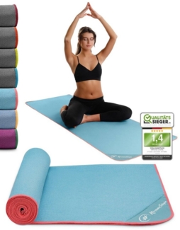 NirvanaShape Sporthandtuch Yoga Handtuch mit Antirutsch-Noppen, Yogatuch-Auflage für Yogamatte, Microfaser, +Yoga Einführungs eBook, Yogatuch-Auflage Saugstark, Hygienisch