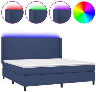 vidaXL Boxspringbett mit Matratze & LED Stoff Blau 200 x 200 cm, Härtegrad: H2 [3138187]