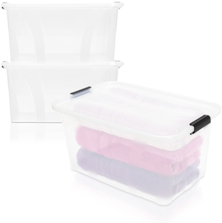 BigDean 2er Set Aufbewahrungsbox mit Deckel transparent - 14L + Clipverschluss - Stapelbox Ordnungsbox Clipbox Lagerbox Box mit Deckel Storage Boxes - Klarsichtbox mit Deckel – stapelbar