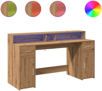 vidaXL LED-Schreibtisch Artisan-Eiche 160x55x91 Holzwerkstoff 3309437