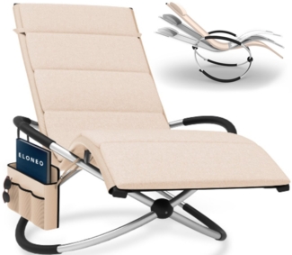 ELONEO Gartenliege Schaukelliege Outdoor mit Tasche, Strandliege klappbar bis 180 kg, Schaukelsessel, Liegestuhl wetterfest, Sonnenliege für Garten & Balkon