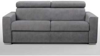 Schlafsofa 3-Sitzer Stoff VIZIR - Grau - Liegefläche: 140 cm - Matratzenhöhe: 18 cm mit Memory Schaum