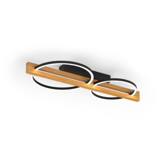 ECO Light 9330-PL2 NERO LED Wand- und Deckenleuchte TOVAK 2-flammig Pinienholz schwarz 3000K
