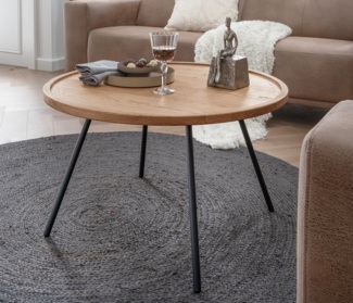 Couchtisch 80x50cm "Lissabon" Wildeiche & Metall schwarz