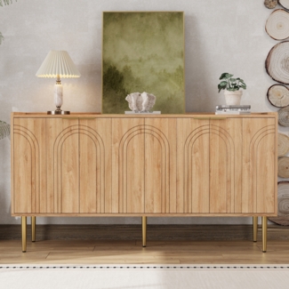 Moderne Anrichte 140 x 38 x 75 cm – elegantes Sideboard mit gewölbten Türen und Stauraum