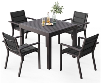 HOMALL Gartentisch Gartentisch Aluminium Ausziehtisch 80/160 130/260cm Esszimmerstühle (Verdicktes Aluminium, wasserdicht und rostfrei Multi-Größe Multi-Farbe Verschiedene Verpackungen erhältlich)