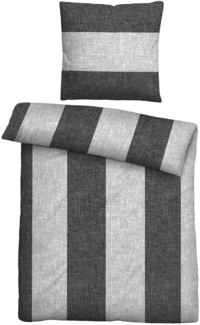 biberna Feinbiber Bettwäsche 0006732 LÄNGSBALKEN, titanium, 1x 135x200 cm + 1x 80x80 cm
