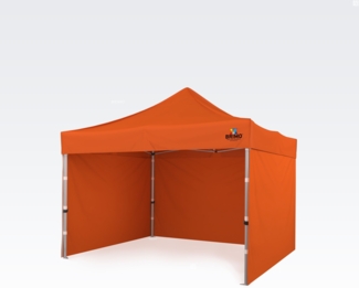 Pavillon 3x3m - mit 3 Wänden - Orange