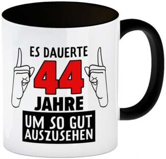speecheese Tasse Witziger Kaffeebecher Schwarz für den 44. Geburtstag mit Motiv: Gutes