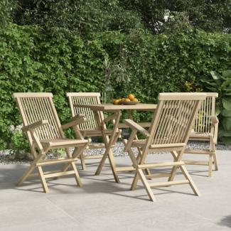 vidaXL Gartenstühle 4 Stk. Klappbar Grau 56x61x89 cm Massivholz Teak 3155070