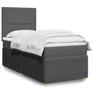 vidaXL Boxspringbett mit Matratze Dunkelgrau 90x190 cm Stoff 3294205