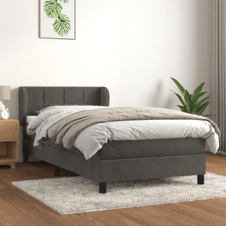 vidaXL Boxspringbett mit Matratze Dunkelgrau 100x200 cm Samt 3127476