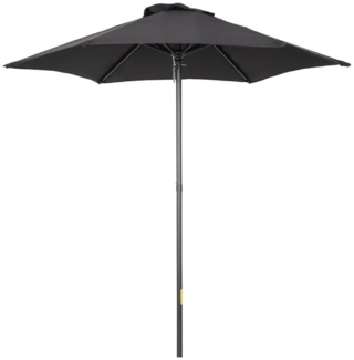 Outsunny Sonnenschirm sechseckig, windfest, stabil, LxB: 196x196 cm, Balkonschirm, Strandschirm, für Strand Balkon Terrasse Garten, Schwarz