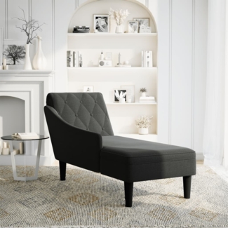 vidaXL Chaiselongue mit Kissen und Rechter Armlehne Schwarz Stoff 4009767