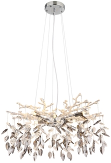 LED Hängelampe, Kronleuchter, Metall, Glaskristalle, H 120 cm