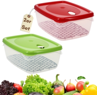 2x Frischhaltedosen mit Deckel Abtropfgitter Küche Dampfventil Aufbewahrungsdosen Kunststoff Vorratsdosen Luftdicht Gefrierdosen 5 L