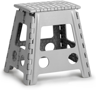 ZELLER Klapphocker 13036 aus Kunststoff, grau / Tritt / Klappstiege