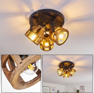 hofstein Deckenleuchte Holz/schwarz Flur Strahler Wohn Schlaf Zimmer Beleuchtung Vintage