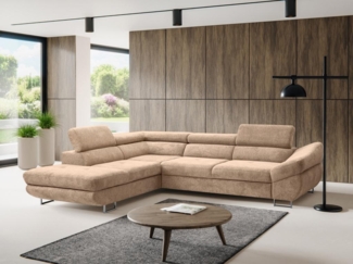 Vente-unique - Ecksofa mit Schlaffunktion - Ecke links - Strukturstoff - Taupe - DALIAS