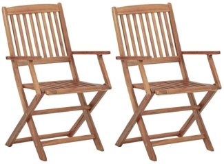vidaXL Klappbare Gartenstühle 2 Stk. mit Kissen Massivholz Akazie 3064605