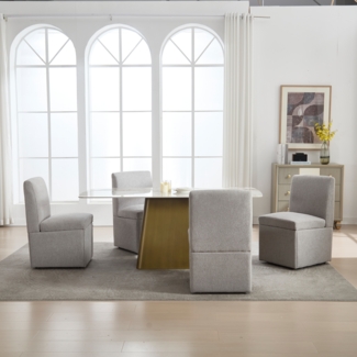 LVHOM 2er-Set Esszimmerstuhl mit Rollen & großer Stauraum, gepolstert, drehbar & platzsparend, ideal zum Ablegen Gegenstände bei großen Zusammenkünften, wie Hochzeiten, Versammlungen, Partys