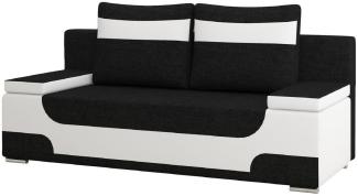 Casa Padrino Luxus Schlafsofa Schwarz / Weiß / Silber 200 x 92 x H. 90 cm - Wohnzimmer Sofa mit Schlaffunktion - Wohnzimmer Möbel - Luxus Möbel - Luxus Interior