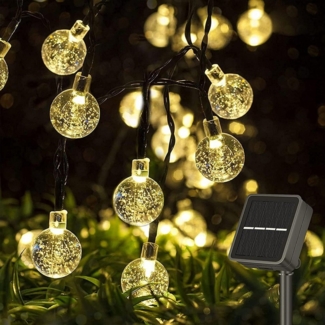 Tukrool LED-Lichterkette Solar-Lichterkette für den Außenbereich, 10 m, 100 LEDs, 8 Leuchtmodi, wasserdicht, warmweißes Licht