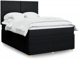 vidaXL Boxspringbett mit Matratze Schwarz 160x200 cm Stoff 3292102