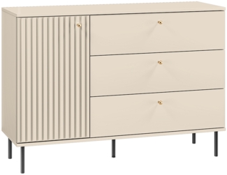 Kommode SALOU-131 in kaschmir matt, Rillenoptik, B/H/T ca. 120/85/40 cm