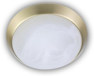 Deckenleuchte rund, Glas Alabaster, Dekorring Messing matt, Ø 40cm