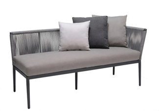 TOPAZ Dining Sofa, 3 Rückenkissen, Gestell Aluminium metallic grau