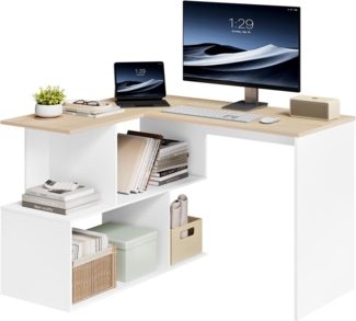 Woltu Schreibtisch (1-St), Computertisch L Form, Eckschreibtisch 120x100 cm, mit Ablagen