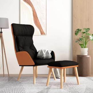 vidaXL Relaxsessel mit Hocker Schwarz Kunstleder & Stoff 3097766