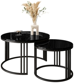 Lookway Couchtisch LORI 2in1 mit Hochglanz Platte (2er Set), Durchmesser: ⌀70 cm und ⌀50 cm