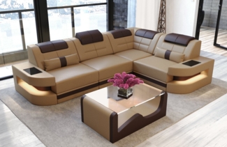 Sofa Dreams Ecksofa Leder Sofa Ledercouch Como L Form Ledersofa, Couch, mit LED, wahlweise mit Bettfunktion als Schlafsofa, Designersofa