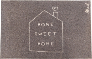 Mad about Mats Fußmatte Celia, rechteckig, Türvorleger, Schmutzfangmatte, Haustür, mit Motiv Home Sweet Home, Indoor & Outdoor, Farbe Greige, rutschfest, maschinenwaschbar, 50x75 cm