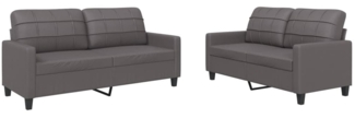 vidaXL 2-tlg. Sofagarnitur mit Kissen Grau Kunstleder 3201360