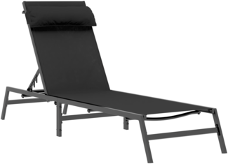 vidaXL Sonnenliege Schwarz Stahl, Textilene Einzel 42010348