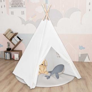 Kinder Tipi-Zelt mit Tasche Pfirsichhaut Weiß 120 x 120 x 150 cm