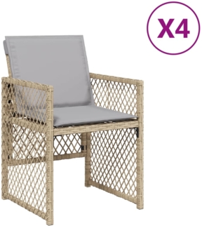 vidaXL Gartenstühle mit Kissen 4 Stk. Beigemischung Poly Rattan 364955